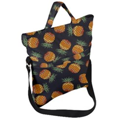 Pineapple Background Pineapple Pattern Fold Over Handle Tote Bag by Wegoenart