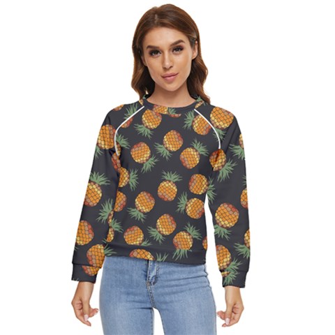 Pineapple Background Pineapple Pattern Women s Long Sleeve Raglan Tee by Wegoenart