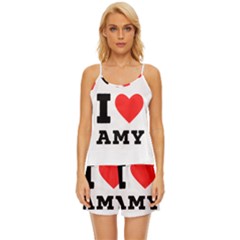 I Love Amy Satin Pajama Short Set by ilovewhateva