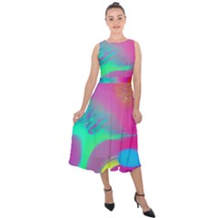 Fluid Background Midi Tie-back Chiffon Dress by GardenOfOphir