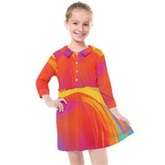 Liquid Art Pattern Kids  Quarter Sleeve Shirt Dress