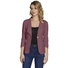 Rosy Finch Brown	 - 	one-button 3/4 Sleeve Short Jacket by ColorfulWomensWear