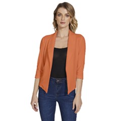 Coral Rose Orange	 - 	draped Front 3/4 Sleeve Shawl Collar Jacket by ColorfulWomensWear
