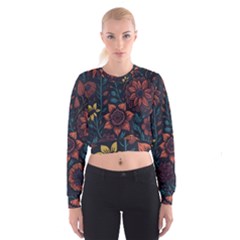 Flower Art Drawing Painting Spring Cropped Sweatshirt