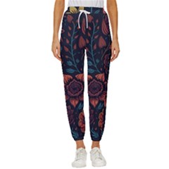 Flower Art Drawing Painting Spring Cropped Drawstring Pants