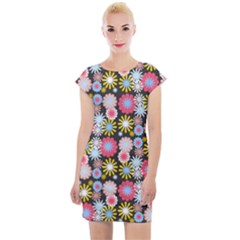 Pretty Flowers Cap Sleeve Bodycon Dress by GardenOfOphir