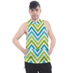 Green Chevron Men s Sleeveless Hoodie by GardenOfOphir