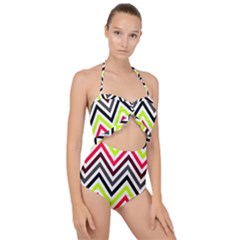 Chevron Scallop Top Cut Out Swimsuit by GardenOfOphir