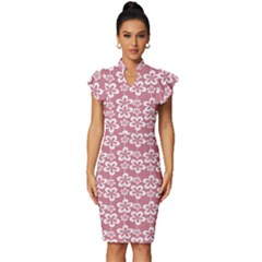 Pattern 107 Vintage Frill Sleeve V-neck Bodycon Dress by GardenOfOphir