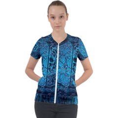 Artificial Intelligence Network Blue Art Short Sleeve Zip Up Jacket by Semog4