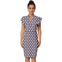 Pattern 282 Vintage Frill Sleeve V-neck Bodycon Dress by GardenOfOphir