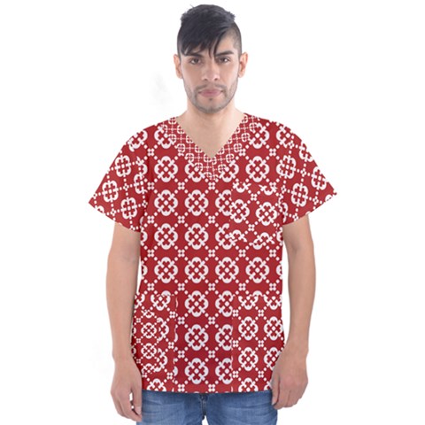 Pattern 291 Men s V-neck Scrub Top by GardenOfOphir