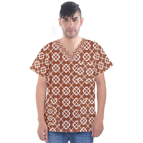 Pattern 294 Men s V-neck Scrub Top by GardenOfOphir