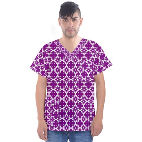 Pattern 305 Men s V-neck Scrub Top by GardenOfOphir