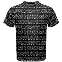 Black And White Love Kisses Pattern Men s Cotton Tee by GardenOfOphir