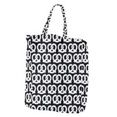 Black And White Pretzel Illustrations Pattern Giant Grocery Tote by GardenOfOphir