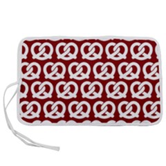 Red Pretzel Illustrations Pattern Pen Storage Case (l) by GardenOfOphir