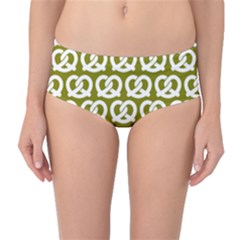 Olive Pretzel Illustrations Pattern Mid-waist Bikini Bottoms by GardenOfOphir