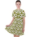 Olive Pretzel Illustrations Pattern Short Sleeve Shoulder Cut Out Dress  View1