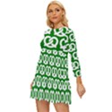 Green Pretzel Illustrations Pattern Long Sleeve Babydoll Dress View2