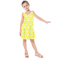 Yellow Pretzel Illustrations Pattern Kids  Sleeveless Dress by GardenOfOphir