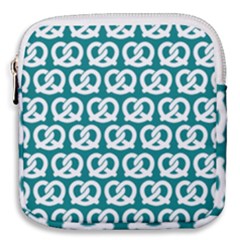 Teal Pretzel Illustrations Pattern Mini Square Pouch by GardenOfOphir