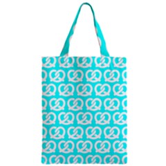 Aqua Pretzel Illustrations Pattern Zipper Classic Tote Bag by GardenOfOphir