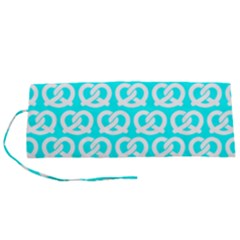 Aqua Pretzel Illustrations Pattern Roll Up Canvas Pencil Holder (s) by GardenOfOphir