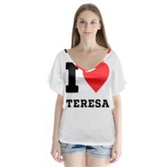 I Love Teresa V-neck Flutter Sleeve Top by ilovewhateva