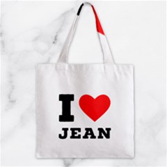 I Love Jean Zipper Grocery Tote Bag by ilovewhateva