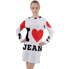 I Love Jean Long Sleeve Hoodie Dress