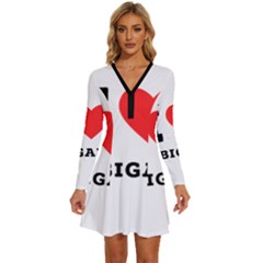 I Love Abigail  Long Sleeve Deep V Mini Dress  by ilovewhateva