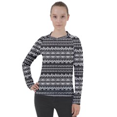 Tribal Zentangle Line Pattern Women s Pique Long Sleeve Tee