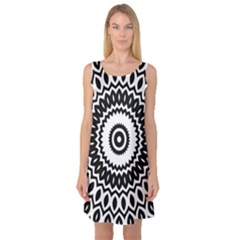 Circular Concentric Radial Symmetry Abstract Sleeveless Satin Nightdress