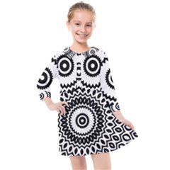 Circular Concentric Radial Symmetry Abstract Kids  Quarter Sleeve Shirt Dress by Jancukart