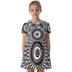 Circular Concentric Radial Symmetry Abstract Kids  Short Sleeve Pinafore Style Dress by Jancukart