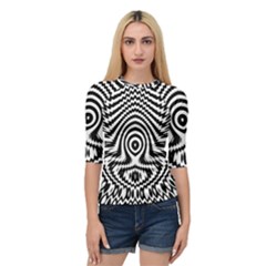 Monochrome Symmetry Abstract Quarter Sleeve Raglan Tee