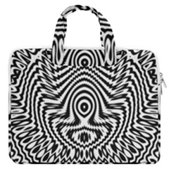 Monochrome Symmetry Abstract Macbook Pro 16  Double Pocket Laptop Bag  by Jancukart