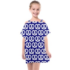 Navy Pretzel Illustrations Pattern Kids  One Piece Chiffon Dress