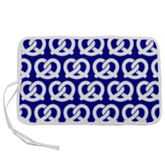 Navy Pretzel Illustrations Pattern Pen Storage Case (m) by GardenOfOphir