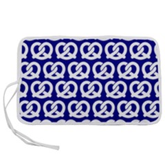 Navy Pretzel Illustrations Pattern Pen Storage Case (l) by GardenOfOphir