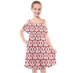 Trendy Pretzel Illustrations Pattern Kids  Cut Out Shoulders Chiffon Dress