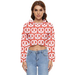 Coral Pretzel Illustrations Pattern Women s Lightweight Cropped Hoodie by GardenOfOphir