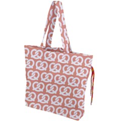 Salmon Pretzel Illustrations Pattern Drawstring Tote Bag by GardenOfOphir