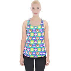 Colorful Whimsical Owl Pattern Piece Up Tank Top by GardenOfOphir