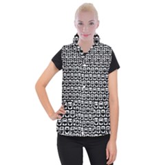 Black And White Owl Pattern Women s Button Up Vest by GardenOfOphir