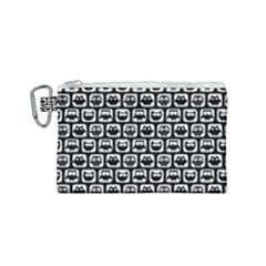 Black And White Owl Pattern Canvas Cosmetic Bag (small) by GardenOfOphir