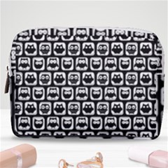 Black And White Owl Pattern Make Up Pouch (medium) by GardenOfOphir