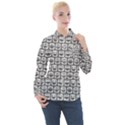 Gray And White Owl Pattern Women s Long Sleeve Pocket Shirt View1