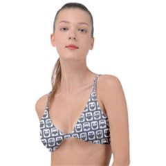 Gray And White Owl Pattern Knot Up Bikini Top by GardenOfOphir